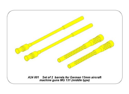 Set of 2 barrels for German 13 mm MG 131 aircraft machine guns - Aber Models