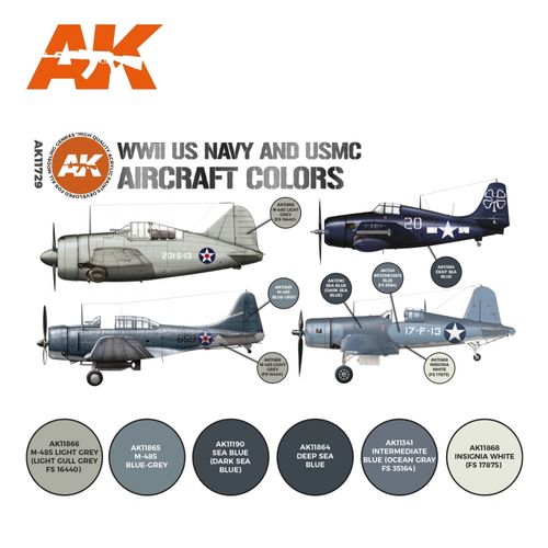 AK-Interactive AK 11729 WWII US Navy & USMC Aircraft Colors Set