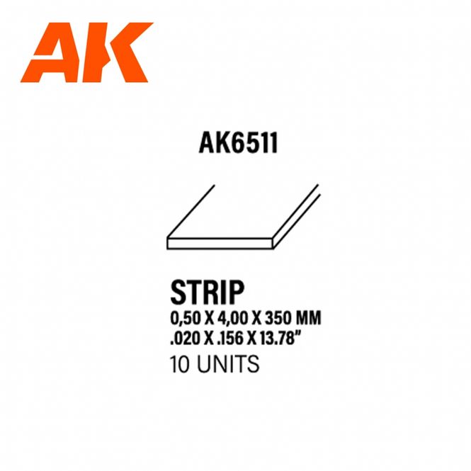 Main Image Strips 0.50 x 4.00 x 350mm - STYRENE STRIP