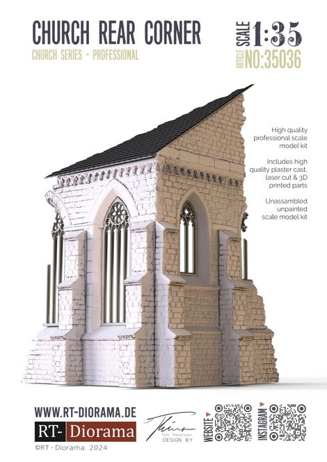 Main Image RT-Diorama 35036 Church Rear Corner (1:35)