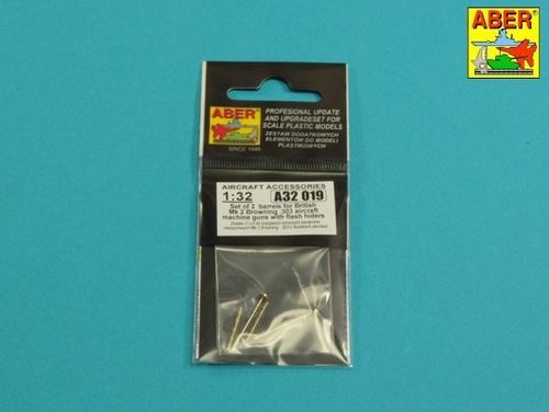 Set of 2  barrels for British Browning .303 aircraft machine guns with  flash hiders - Aber Models