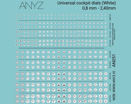 ANYZ Universal cockpit dials (White) 0,8 mm - 2,40 mm