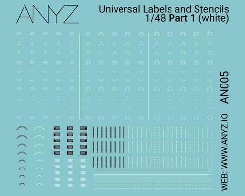 ANYZ Universal Labels and Stencils 1:48 Part 1 (white)