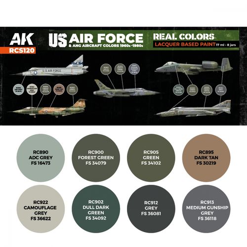 AK-Interactive RCS120 US Air Force & ANG Aircraft Colors 1960s Set