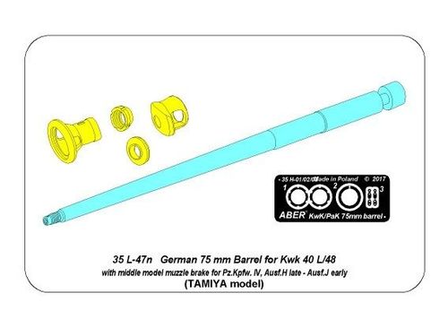 Germ.75mm barrel for KwK40L/48 with middle model muzzle brake for Pz.Kpfw.VI, Ausf.H late-Ausf.J early