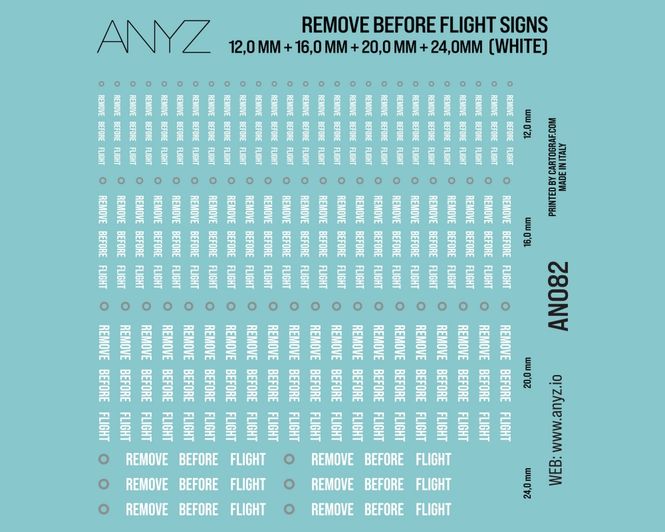 Main Image ANYZ Remove before flight signs 12,0 mm + 16,0 mm ...