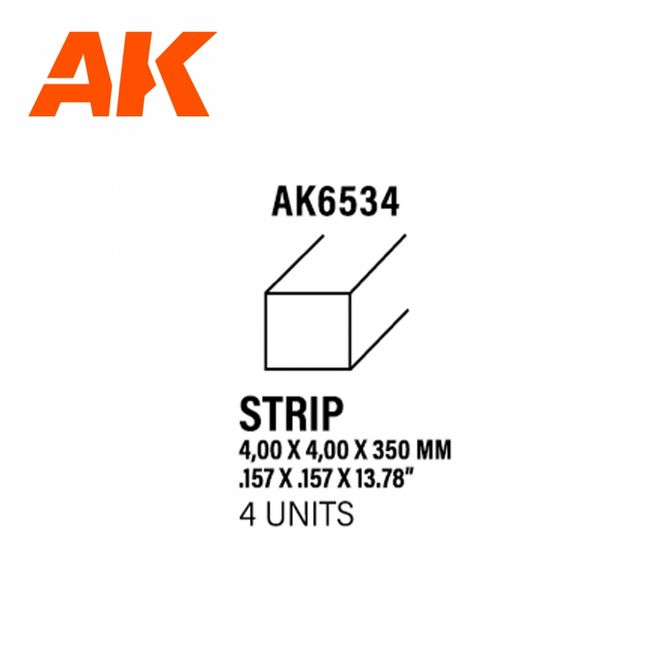 Main Image Strips 4.00 x 4.00 x 350mm - STYRENE STRIP