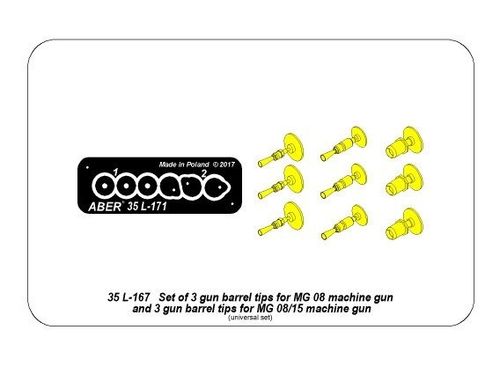 Set of gun barrel tips for MG 08 x3 pcs. And barrel tips for MG 08/15 x 3 pcs.