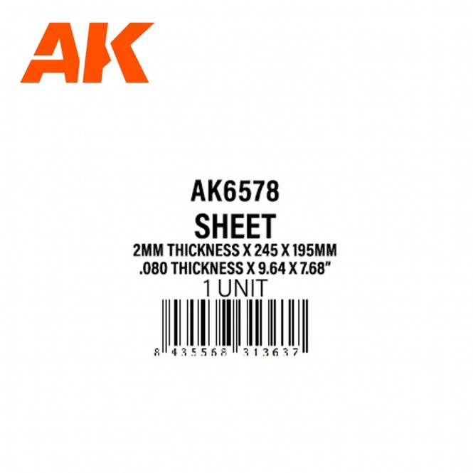 Main Image 2mmthickness x 245 x 195mm - STYRENE SHEET