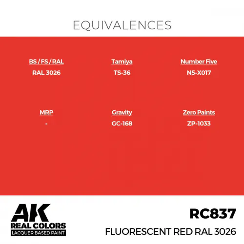 RC837 Fluorescent Red RAL 3026