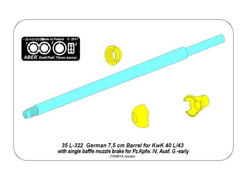 Germ.75mm barrel for KwK40L/43 with single baffle muzzle brake for Pz.Kpfw.VI, Ausf.G -early
