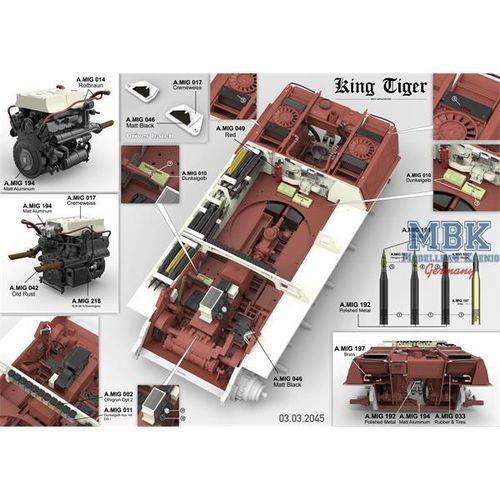 Takom 1:35 - King Tiger Porsche Turret w/Zimmerit - INTERIOR