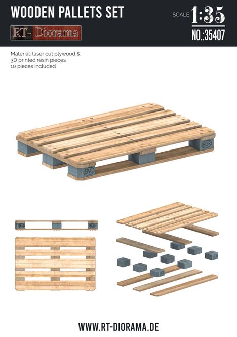 Hovedbilde RT-Diorama 1:35 - 35407 Wooden Pallets Set (10 ...