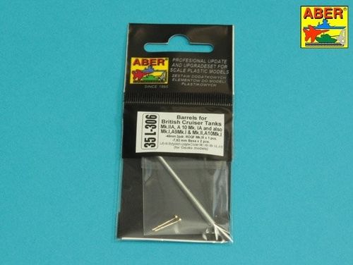 Barrels for British Cruiser Tanks Mk.IIA, A10 Mk.IA and also Mk.I A9; 40mm 2pdr. +  2pcs. Besa MG