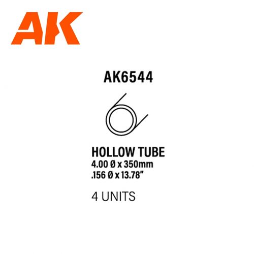Hollow tube 4.00dx350mm (W.T. 0,7mm)-STYRENE STRIP