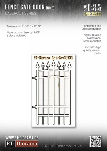 RT-Diorama 1:35 - 35933 Lasercut Fence Element No.3 (in Frame)