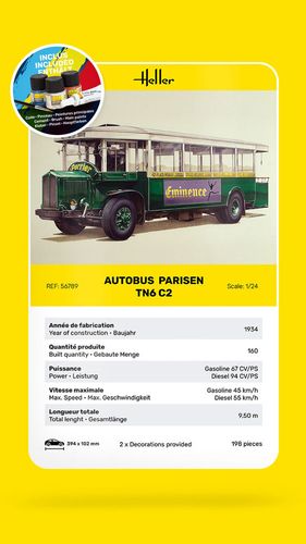 Heller 1:24 - Autobus Parisien TN6 C2 - Starter Set 56789 