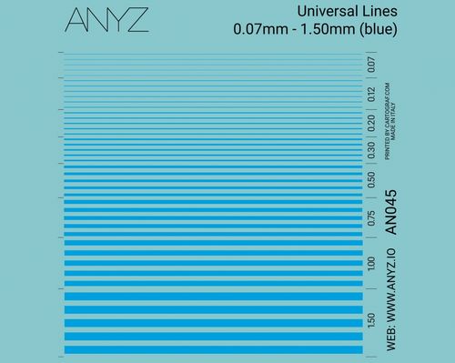 ANYZ Universallinjer 0,07 mm - 1,50 mm (blå)