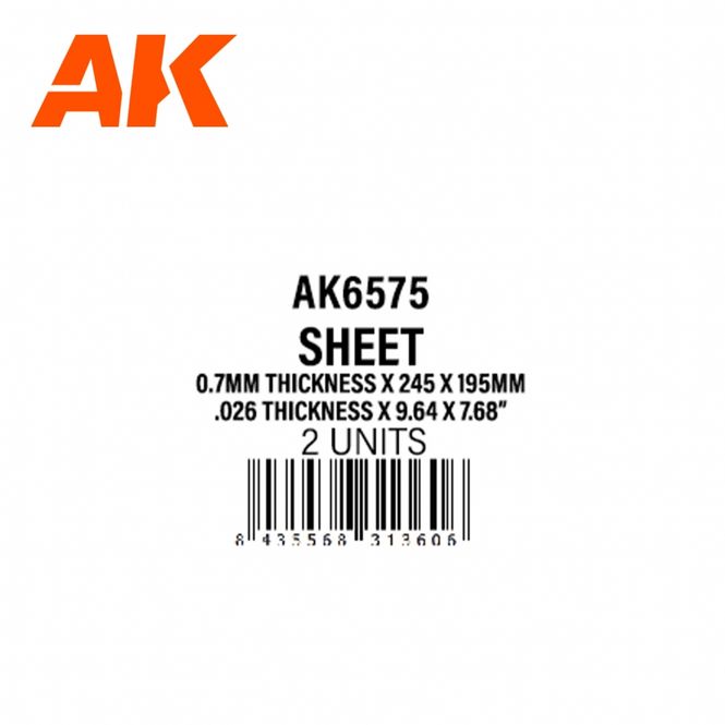 Main Image 0.7mmthickness x 245 x 195mm - STYRENE SHEET