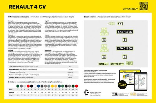 Heller 1:24 -Renault 4 CV - Starter Set 56762 